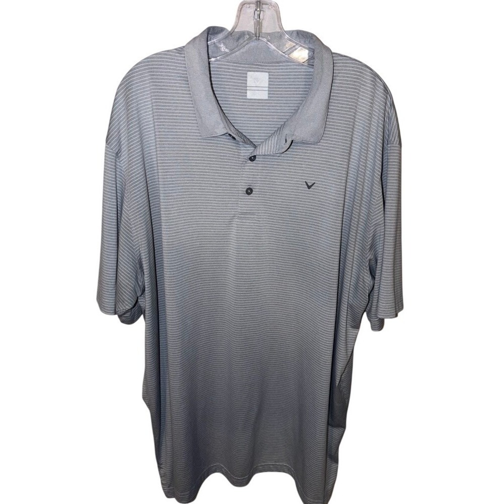 Callaway Mens Opti-Dri Golf Polo Shirt Grey Striped Short Sleeve XXXL 3XL H0290